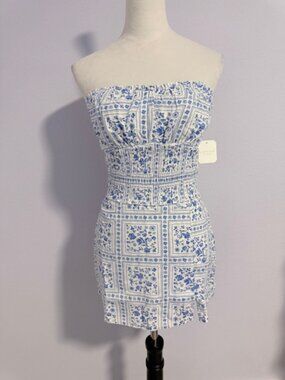 Altar'd state patch design print strapless top with matching skort